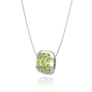Pomelo Green Hexagon Coral - Silk Pendant - Sterling Silver