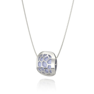 Shophouse Mauve Hexagon Coral - Silk Pendant - Sterling Silver