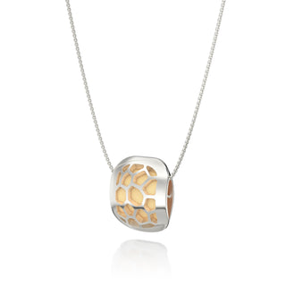 Shophouse Vanilla  Hexagon Coral - Silk Pendant - Sterling Silver