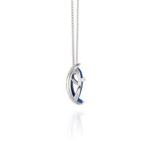 Celestial Blue Hexagon Coral - Silk Pendant - Sterling Silver