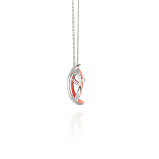 Crossandra Orange Hexagon Coral - Silk Pendant - Sterling Silver