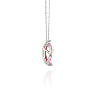 Guava Pink Hexagon Coral - Silk Pendant - Sterling Silver