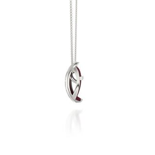 Majestic Ruby Hexagon Coral - Silk Pendant - Sterling Silver