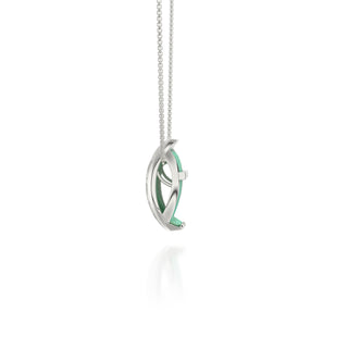 Palm Tree Green Hexagon Coral - Silk Pendant - Sterling Silver