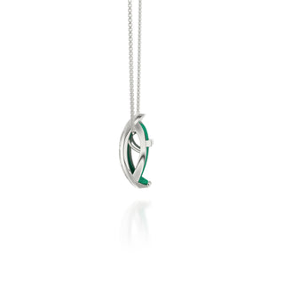 Python Green Hexagon Coral - Silk Pendant - Sterling Silver