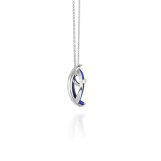Royal Blue Hexagon Coral - Silk Pendant - Sterling Silver