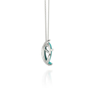 Shophouse Teal Hexagon Coral - Silk Pendant - Sterling Silver