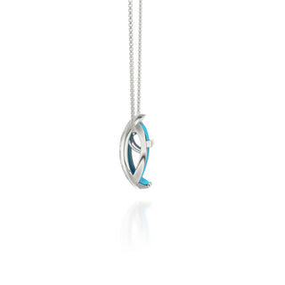 Turquoise Blue Hexagon Coral - Silk Pendant - Sterling Silver