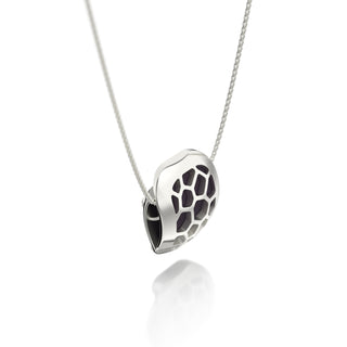 Deep Plum Hexagon Coral - Silk Pendant - Sterling Silver