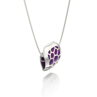 Orchid Purple Hexagon Coral - Silk Pendant - Sterling Silver