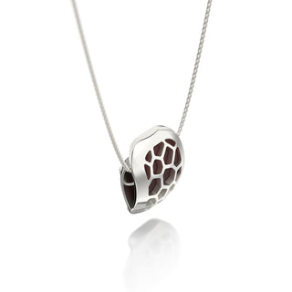Mangosteen Red Hexagon Coral - Silk Pendant - Sterling Silver