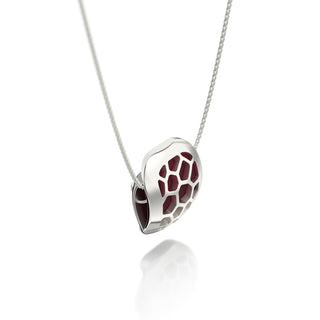 Majestic Ruby Hexagon Coral - Silk Pendant - Sterling Silver