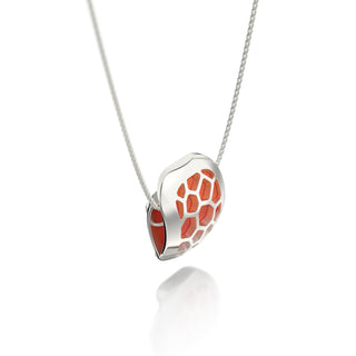 Sunset Orange Hexagon Coral - Silk Pendant - Sterling Silver