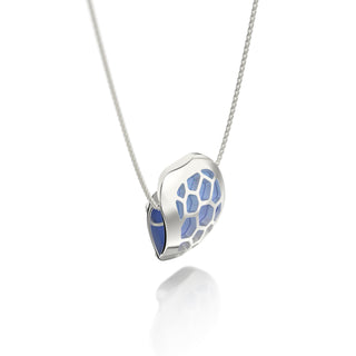 Gazebo Blue Hexagon Coral - Silk Pendant - Sterling Silver