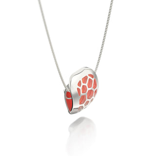 Crossandra Orange Hexagon Coral - Silk Pendant - Sterling Silver