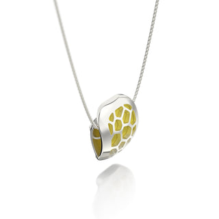 Starfruit Yellow Hexagon Coral - Silk Pendant - Sterling Silver