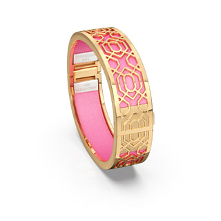 Guava Pink Peranakan Grace - Slim Bangle - Gold Vermeil