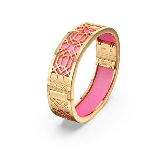Guava Pink Peranakan Grace - Slim Bangle - Gold Vermeil