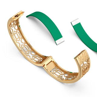 Python Green Peranakan Grace - Slim Bangle - Gold Vermeil