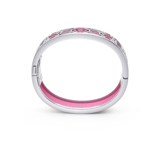 Guava Pink Peranakan Grace - Slim Bangle - Sterling Silver