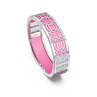 Guava Pink Peranakan Grace - Slim Bangle - Sterling Silver