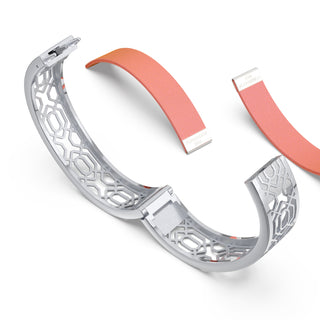 Crossandra Orange Peranakan Grace - Slim Bangle - Sterling Silver