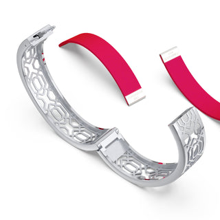Dragonfruit Pink Peranakan Grace - Slim Bangle - Sterling Silver