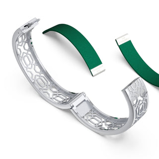 Emerald Green Peranakan Grace - Slim Bangle - Sterling Silver