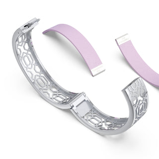 Frangipani Pink Peranakan Grace - Slim Bangle - Sterling Silver