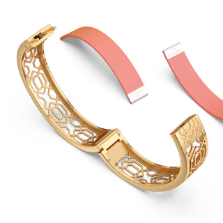 Crossandra Orange Peranakan Grace - Slim Bangle - Gold Vermeil