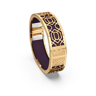 Deep Plum Peranakan Grace - Slim Bangle - Gold Vermeil