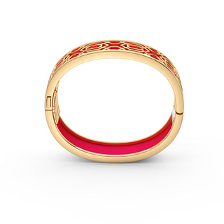Dragonfruit Pink Peranakan Grace - Slim Bangle - Gold Vermeil