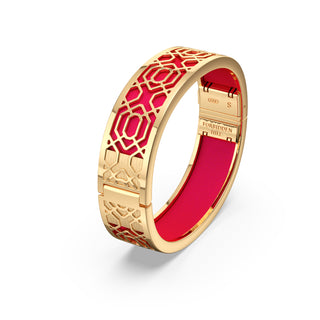 Dragonfruit Pink Peranakan Grace - Slim Bangle - Gold Vermeil