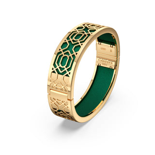 Emerald Green Peranakan Grace - Slim Bangle - Gold Vermeil