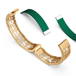 Emerald Green Peranakan Grace - Slim Bangle - Gold Vermeil
