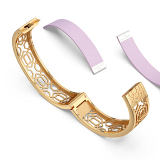 Frangipani Pink Peranakan Grace - Slim Bangle - Gold Vermeil