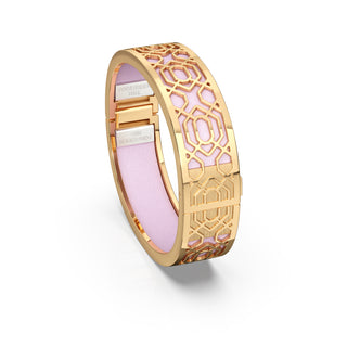Frangipani Pink Peranakan Grace - Slim Bangle - Gold Vermeil
