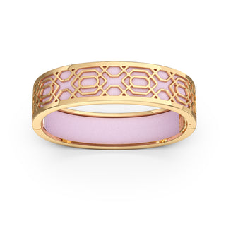 Frangipani Pink Peranakan Grace - Slim Bangle - Gold Vermeil