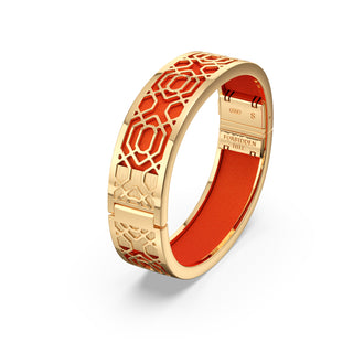Lava Orange Peranakan Grace - Slim Bangle - Gold Vermeil