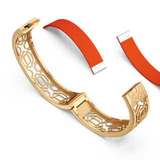Lava Orange Peranakan Grace - Slim Bangle - Gold Vermeil