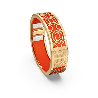 Lava Orange Peranakan Grace - Slim Bangle - Gold Vermeil