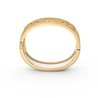 Lychee White Peranakan Grace - Slim Bangle - Gold Vermeil