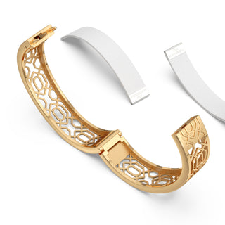 Lychee White Peranakan Grace - Slim Bangle - Gold Vermeil