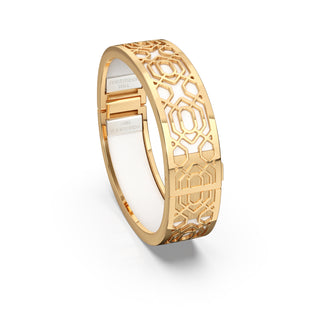Lychee White Peranakan Grace - Slim Bangle - Gold Vermeil