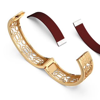 Mangosteen Red Peranakan Grace - Slim Bangle - Gold Vermeil