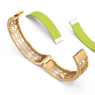 Pomelo Green Peranakan Grace - Slim Bangle - Gold Vermeil