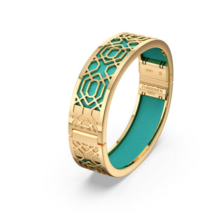 Shophouse Teal Peranakan Grace - Slim Bangle - Gold Vermeil