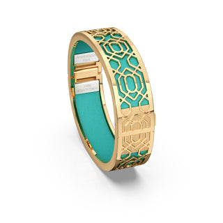 Shophouse Teal Peranakan Grace - Slim Bangle - Gold Vermeil
