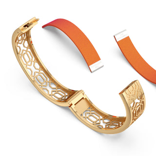 Sunset Orange Peranakan Grace - Slim Bangle - Gold Vermeil