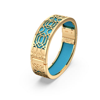 Turquoise Blue Peranakan Grace - Slim Bangle - Gold Vermeil
